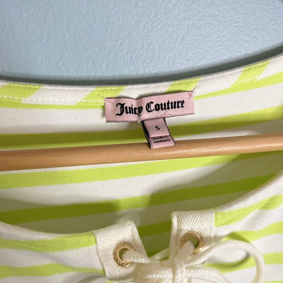 Juicy Couture Lime Green White Mini Dress Lace Up Tunic Size Small TShirt Dress - Picture 6 of 12